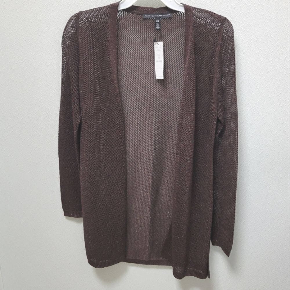 NWT White House Black Market Net Shimmer Coverup Open Knit Cardigan  Sweater XSP